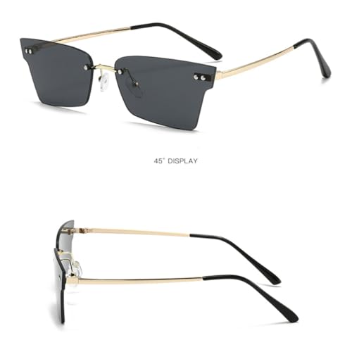 Lunettes de soleil sans monture œil de chat polygonal au design géométrique léger - 3