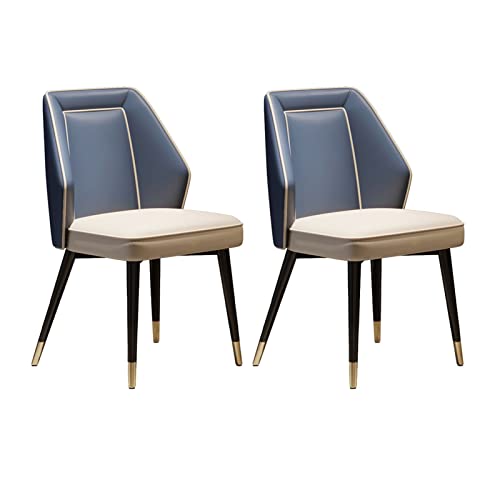 SJIALEN Modern Dining Chairs Set of 2, Metal Legs Living Room Chairs Kitchen Chairs Soft Leather Upholstered Lounge Chair Kitchen Chair (Color : Blue, Size : 50x53x88cm)