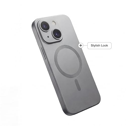 Image of amazon basics Premium Mag-Safe Case for iPhone 13 | Shockproof & Anti-Scratch Cover | Soft Silicone with Wireless Charging | Camera Lens Guard - Gray