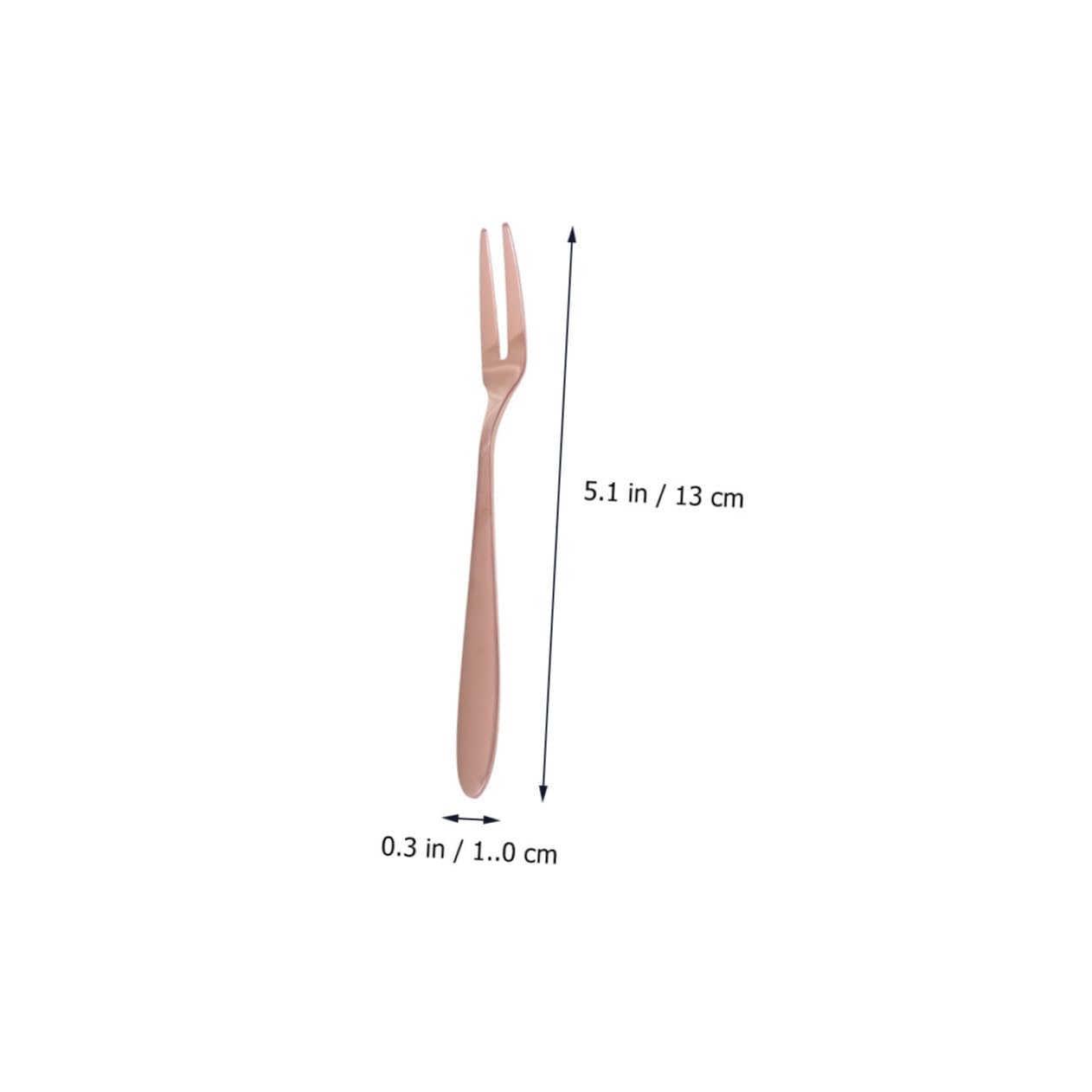 SOLUSTRE 2pcs Stainless Steel Dessert Forks Elegant Two Tine Mini Tasting Forks for Appetizers Cakes Gold Rose Gold Finish for Parties Weddings and Home Use