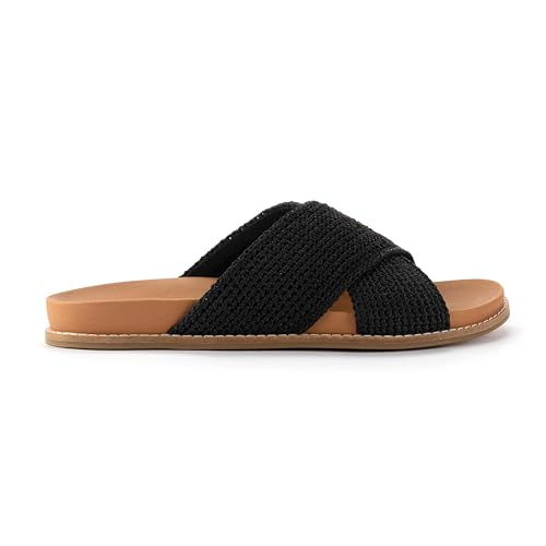 Image of The Sak Penelope Slide Sandal - Women's Flat Fashion Slides with Soft Cushion Sole -Hand Crochet Slip On Sandals For Everyday