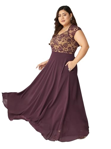 Image of Miss Chase A+ Women's Floral Printed Relaxed Fit V -Neck 3 /4Th Sleeve Georgette Maxi Dress