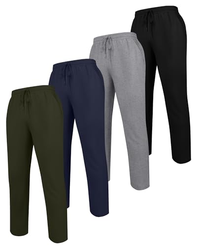 Neer 4 Pack Men's Sweatpants Joggers with Pockets Open Bottom Gym Athletic Pants Baggy Workout Casual Running Clothing2
