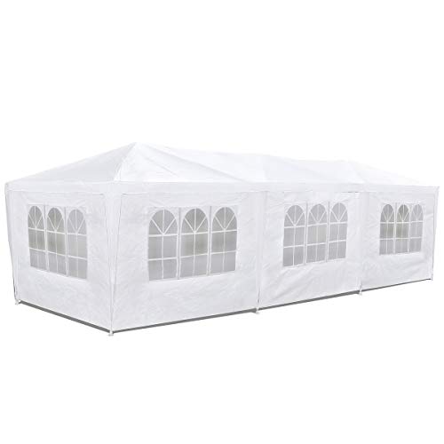 McHaus Careve - Carpa jardín impermeable de 3 x 9 m para eventos 8 paredes con ventana, color blanco