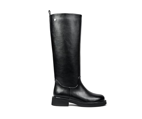 Image of Womens Knee High Chelsea Boots - Round Toe Chunky Low Heel Tall Riding Boots with Inside Zipper, Comfortable Dressy Fashion Long Boots for Daily Work & Casual