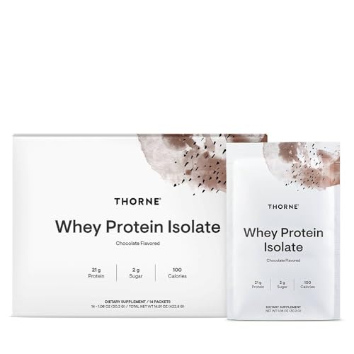 THORNE - Whey Protein Isolate - 21 Grams of Easy-to-Digest Whey Protein Powder - NSF Certified for Sport - Chocolate - 14.79 Ounces - 14 Packets