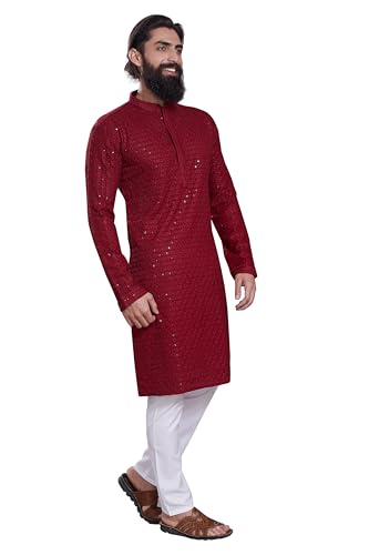 Image of DIVISIVE Men's Sequince Embroidered Cotton Blend Only Slim Fit Kurta