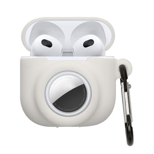 Ya en manzanajugosa.com: kwmobile Carcasa Compatible con Apple Airpods 4 y Airtag - Funda de Silicona Antipérdida y Antigolpes con Mosquetón - Blanco