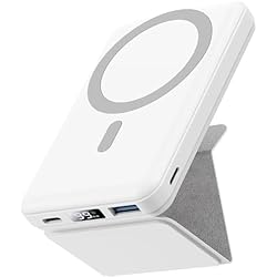 Mejor Power Bank 10000Mah Power Bank 10000mAh, Bateria Externa mag-Safe, Yiisonger Magnético Inalámbrico Bateria Portatil Carga Rapida 22.5W Plegable Powerbank USB-C Compatible con iPhone 14/13/12/Pro/Pro MAX/Mini(Blanco)