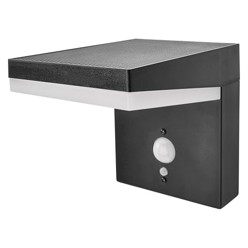 - Lampada da parete a LED solare VEREA con sensore di movimento per casa e giardino - Illuminazione impermeabile da con luminosità 460 lm bianco caldo - Alloggiamento in