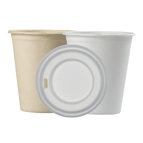 Ferrari BIO 25/50/100/200/500/1000 Tappi per Bicchieri Acqua Usa e Getta Monouso, in Bagassa Ecologici, Biodegradabili e Compostabili, perfetti per coprire tè e cappuccino (Tappo, 25)
