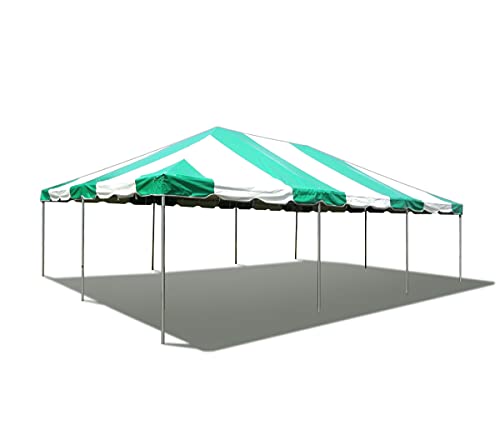 Party Tents Direct 20x30 Canopy Tent - Steel Frame - Outdoor Gazebo Pavilion Sun Shade Camping Shelter - Green Vinyl Heavy Duty Waterproof Tent Cover - Event Tents for Parties Wedding