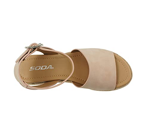 Image of Soda Topic Open Toe Buckle Ankle Strap Espadrilles Flatform Wedge Casual Sandal