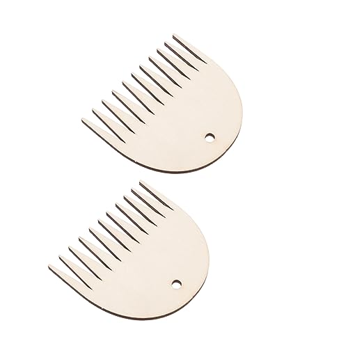 KALLORY Yarn Weaving Tool Loom 2pcs Wooden Combs Weaving Tool for Tapestry for Scarves Sweaters Hair Ropes