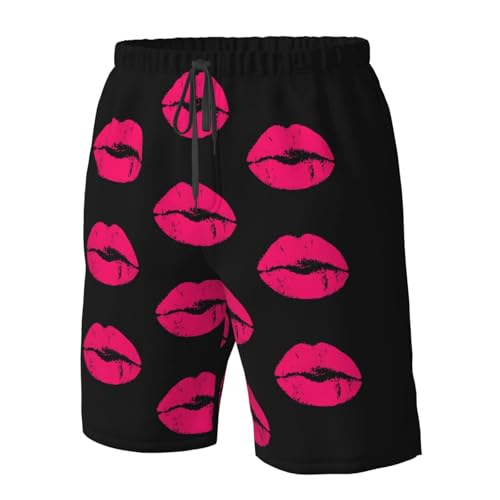 Red Pink Checkered Men's Beach Shorts Quick Dry Swim Short Casual Swim Trunks Board Shorts with Pockets4