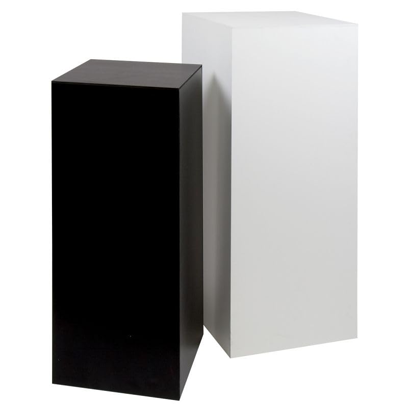 Image of shopPOPdisplays Black Economy Display Pedestal - Expanded PVC - Lightweight, Portable & Durable for Events, Trade Shows - 50 lb. Capacity (18 inch W x 18 inch L x 42 inch H)