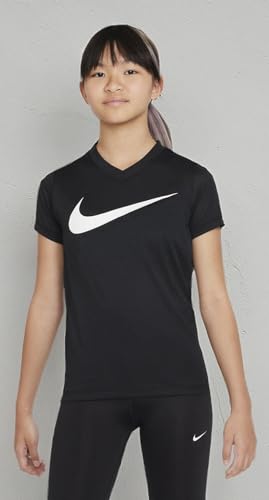 Nike Girl's Dry Legend Swoosh V-Neck T Shirt (as1, Alpha, m, Regular, Black)4