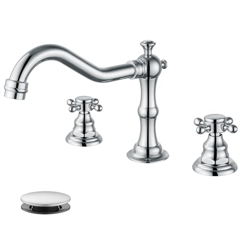 gotonovo 3 Hole Widespread Bathroom Sink Faucet Double