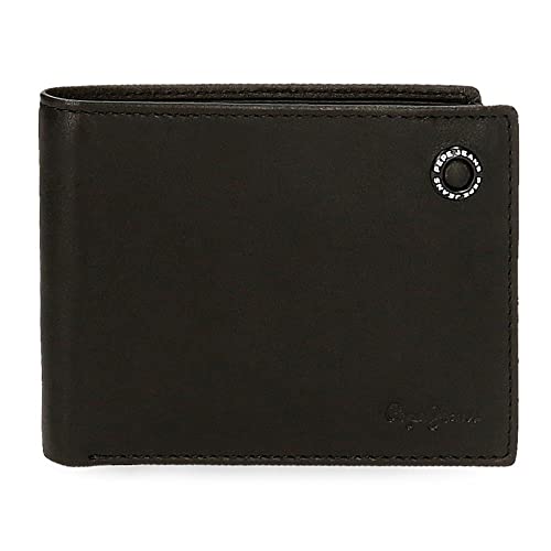 Pepe Pepe Badge Portafoglio con portamonete 12.5 x 9.5 x 1 cm con jeans nero pelle
