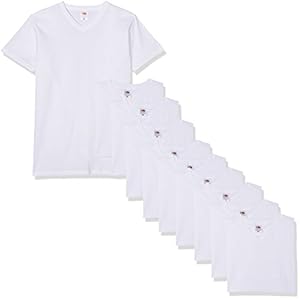 Fruit of the Loom T-shirt voor heren, met V-hals, voordeelverpakking van 10 stuks