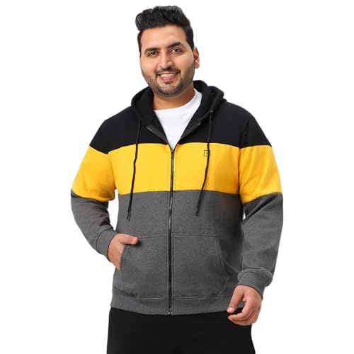 Image of Urbano Plus Men's Cotton Zippered Hooded Casual Winterwear Sweatshirt