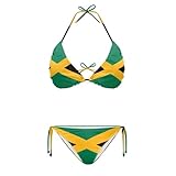 biyejit costume da bagno da donna a due pezzi sexy ad asciugatura rapida costumi da bagno triangolo top costumi da bagno perizoma set bikini sfacciato, bandiera della giamaica retrò, m