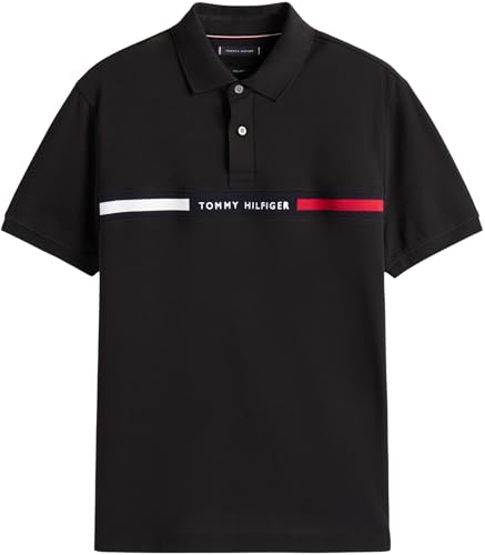 Tommy Hilfiger Uomo Maglietta Polo Maniche Corte Chest Insert Regular Fit, Nero (Black), M - Immagine 4