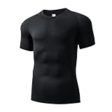 JUNMAO Men‘s Short Sleeve Compression Shirts Breathable Quick Dry Athletic T-Shirt for Running