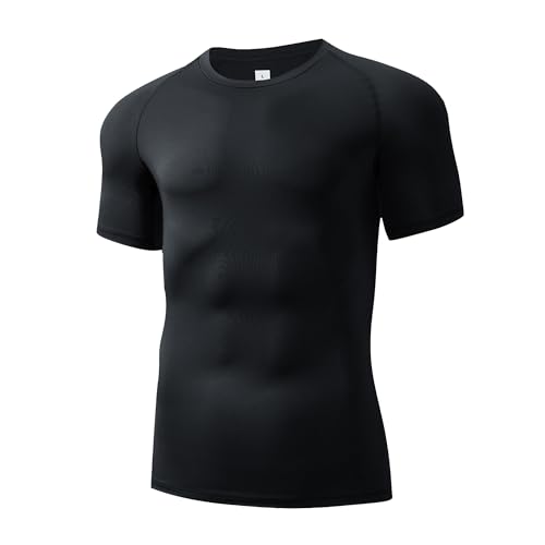 JUNMAO Men‘s Short Sleeve Compression Shirts Breathable Quick Dry Athletic T-Shirt for Running