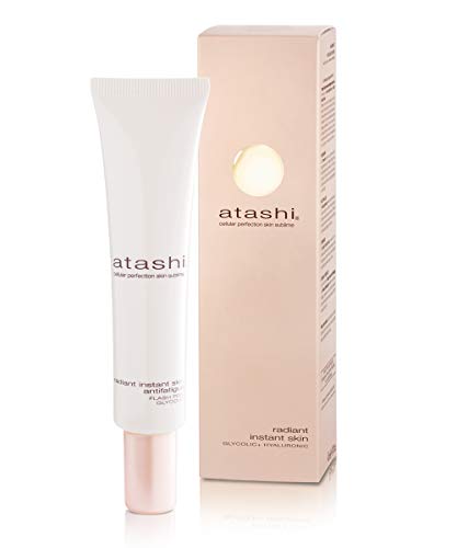 Atashi Firmeza Y Luminosidad. Radiant Instant Skin Antifatigue | Gel Efecto Flash Peeling | Exfolia e Hidrata | Ácido Glicólico Y Ácido Hialurónico | Piel Suave Y Luminosa | Todo Tipo De Piel. 40ml