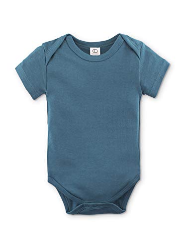 Colored Organics Unisex Baby Organic Cotton Bodysuit - Short Sleeve Infant Onesie - Mediterranean - 6-12M