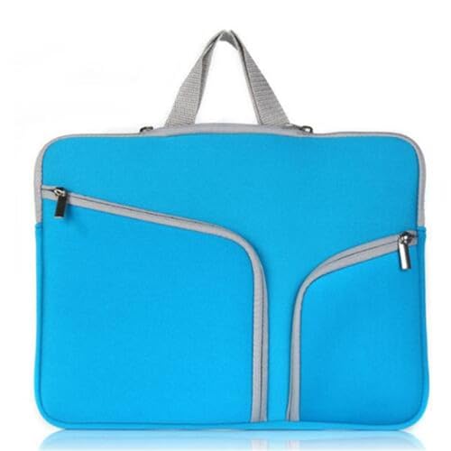 Bolsa para ordenador portátil con múltiples bolsillos, de piel, para mujer, Blue, 48 EU