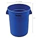 Global Industrial Commercial Round Trash Can, 32 Gallon Capacity, Plastic Garbage Can, Indoor and Outdoor Utility Trash Can, Blue, 21-3/4