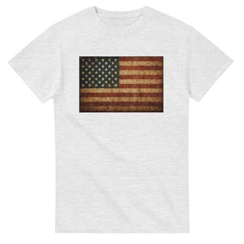 Vintage American Flag Graphic Tee for Men Short Sleeve Crewneck T-Shirt Patriotic Graphic Tops