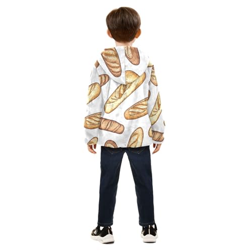 Baguette Bread Girls Fleece Jacket Girls Fall Jacket Girls Zip Up Hoodie Girls Sherpa Jacket 2-10T4