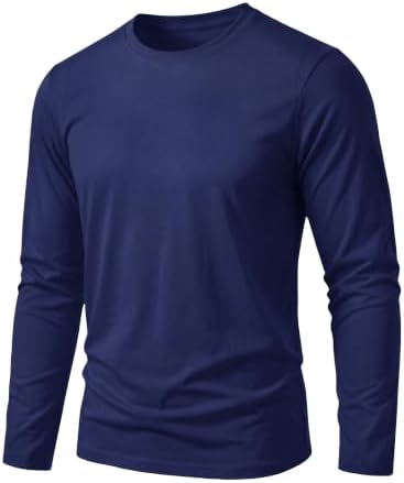 TACVASEN Langarmshirt Herren Baumwolle Regular Fit Basic Shirt Rundhal | Cotton long Sleeve, Crewneck Langärmliges, Weiche Freizeit Tshirt, Herbst, Regular Fit, Lässig, Dünne, Wint