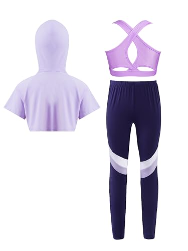 Kids Girls 3 Pcs Sport Athletic Outfit Gymnastic Dance Ballet Yoga Jazz Hip Hop Clothes Set Activewear2