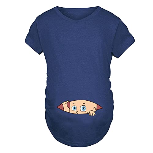 Q.KIM Camiseta Divertido Estampada de Sin Mangas/Manga Corta/Manga Larga premamá para Mujer Embarazo T-Shirt