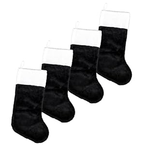 Iconikal 18-Inch Plush Fabric Christmas Stocking, 4-Pack (Black) Iconikal 18 Inch Plush Fabric Christmas Stocking 4 Pack Black