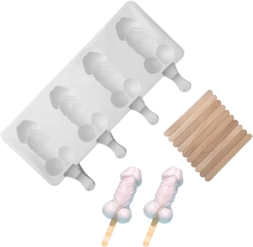 Moule à Glace en Silicone,Moules à Glaces avec Batonnet,Moules à Crème Glacée,Popsicle Moule Sans BPA, 4 Cavités Silicone Moule à Crème Glacée Cadeau...