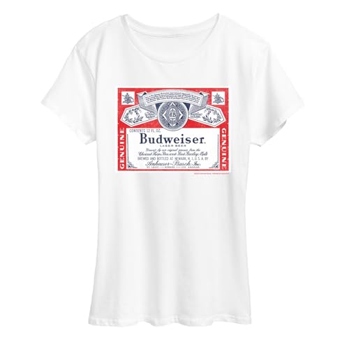 Budweiser - Budweiser Label - Womens Short Sleeve Graphic T-Shirt - Size Large White