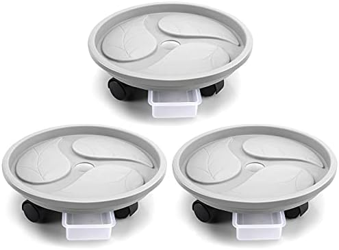 Looca Plant Caddy with wheels and Drainage Tray, 13”Rolling Plant Stand Flower Pot Mover, Planter Caddies Round Plant Dolly for Heavy Duty Planter, 3 Pack, Bearing 120 lbs