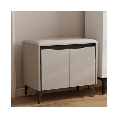 Banc de rangement à chaussures avec porte et étagères réglables pour un couloir ordonné