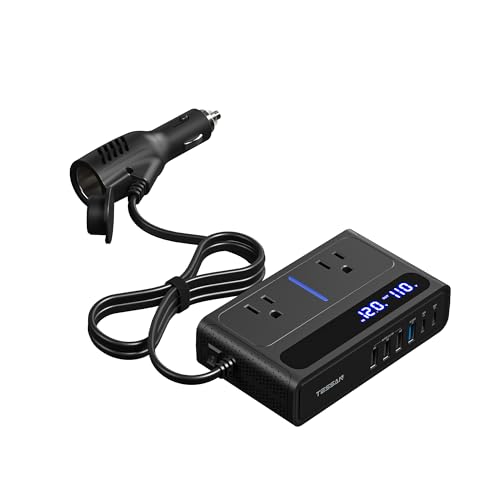 200W Car Power Inverter, TESSAN 12V DC to 110V AC Converter with 2 AC Outlets and 6 USB Ports with...