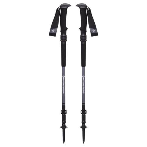 BLACK DIAMOND Trail Pro Shock Trekking Poles (Pair) | Lightweight Collapsible Aluminum Hiking Sticks | Comfort Grips and Shock Absorbers | for Backpacking, Walking, Camping | Granite