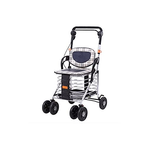 LICHUAN Einkaufstrolley, zusammenklappbar, mit 4 Rädern, Aluminiumlegierung, Einkaufstrolley für Einkaufen, Picknick…