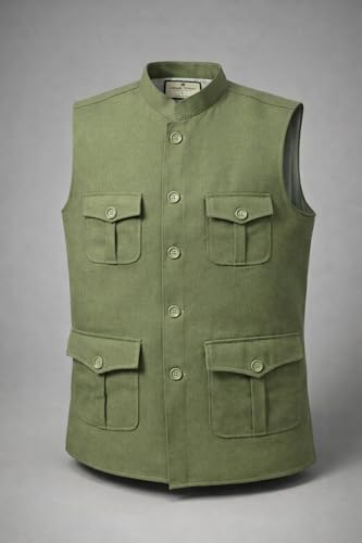 Image of LATEST CHIKAN Men's Nehru Jacket | Ethnic Waistcoat with Mandarin Collar | Premium Textured Fabric | Party, Wedding