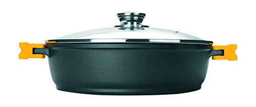 IBILI - Guisera evolution de aluminio fundido, Tapa de cristal y asas de silicona, 32 cms, Antiadherente, Apta para induccion