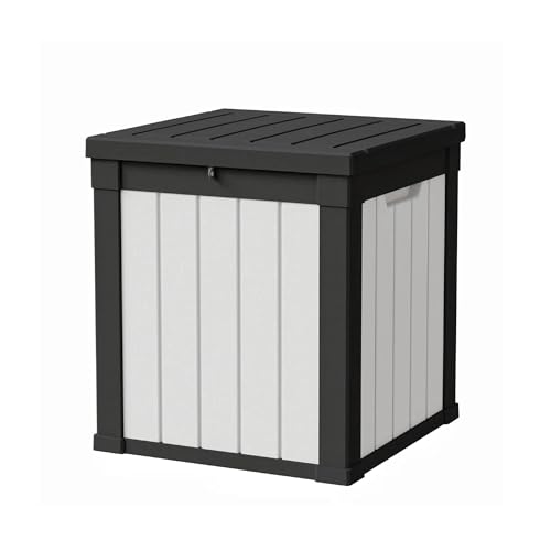 Trygoal 50 Gallon Storage Box, Waterproof Deck Box for Indoor & Outdoor Use, Lockable Pool Storage Bin for Package Delivery, Outdoor Bench for Patio Cushions, Garden Tools, Backyard, Black & White