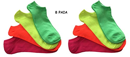 Yanoir 8 pares de calcetines de colores neón para mujer, modelo Fantasmino Pariscarpa  Calcetines Summer Fluo TG. Única 35-40